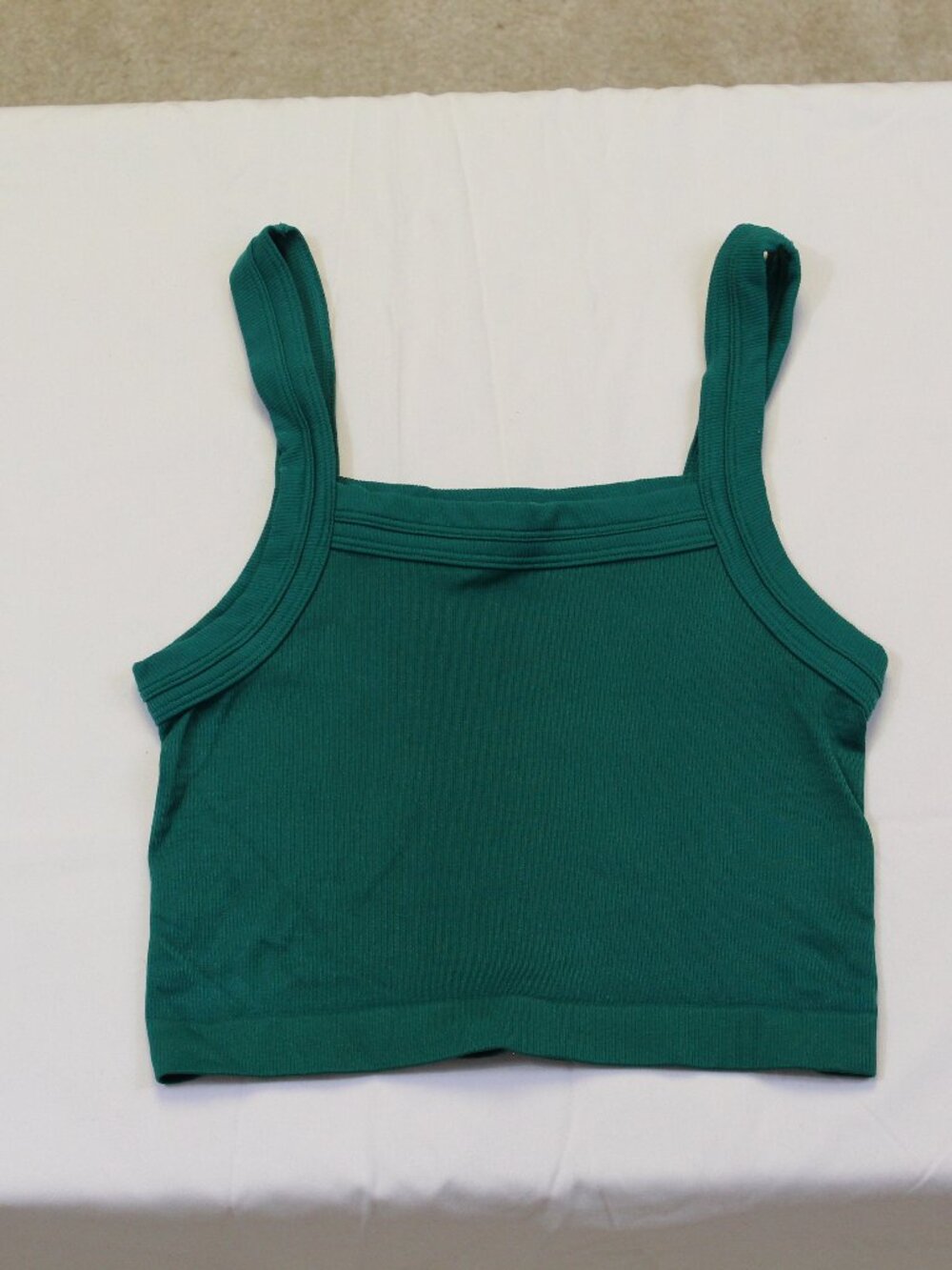 Out From Under Urban Outfitters Ribbed Crop Tank Green Stretch Fitted XS
